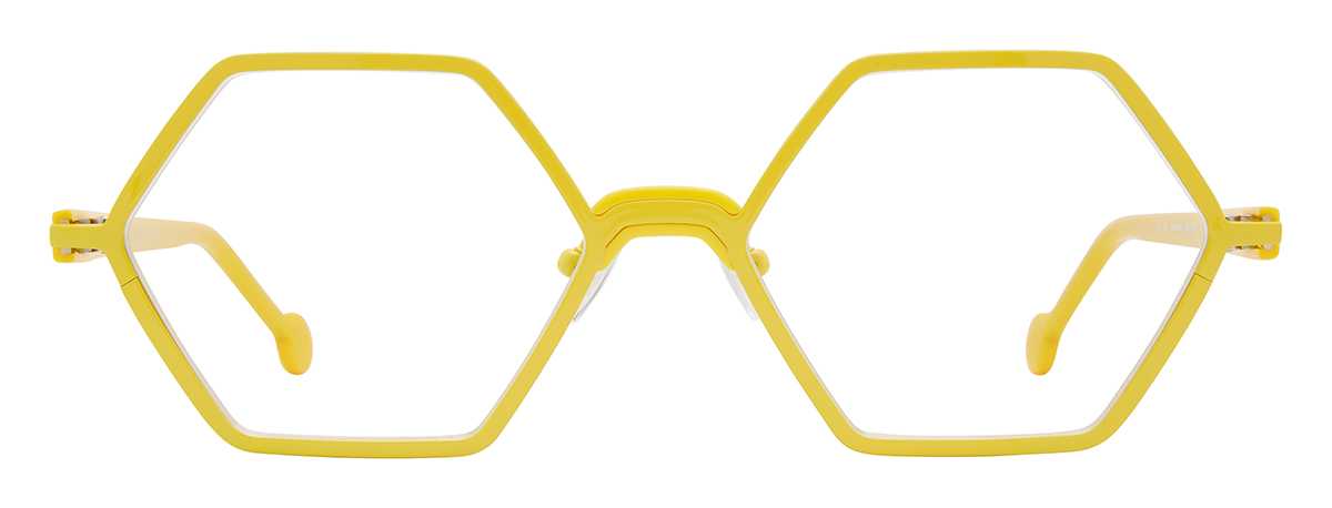 Yellow, metal hexagonal frames