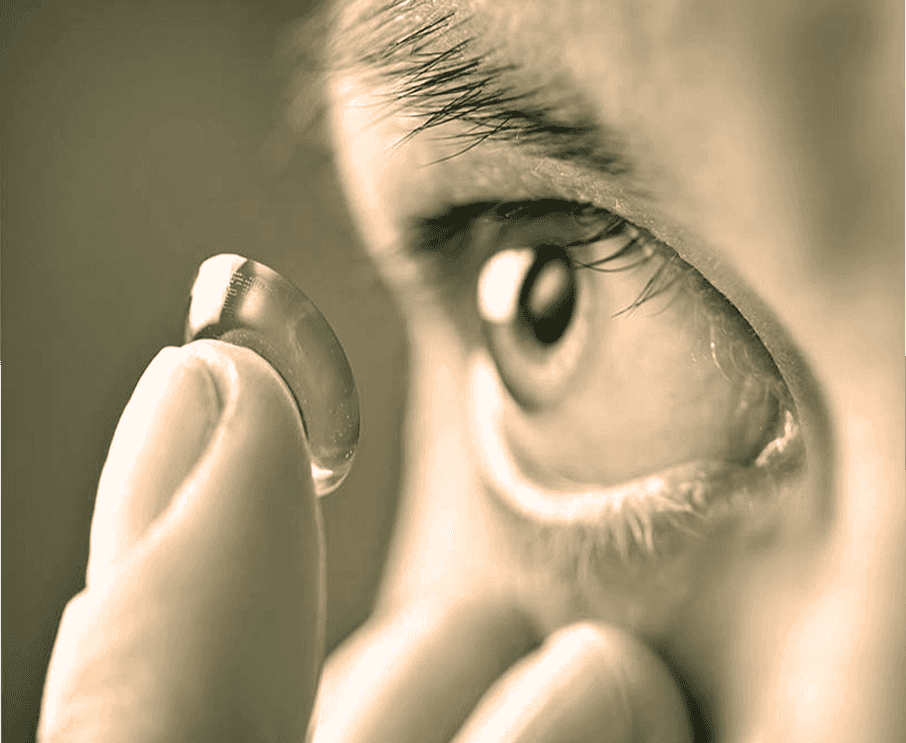 Woman trying on contact lenses