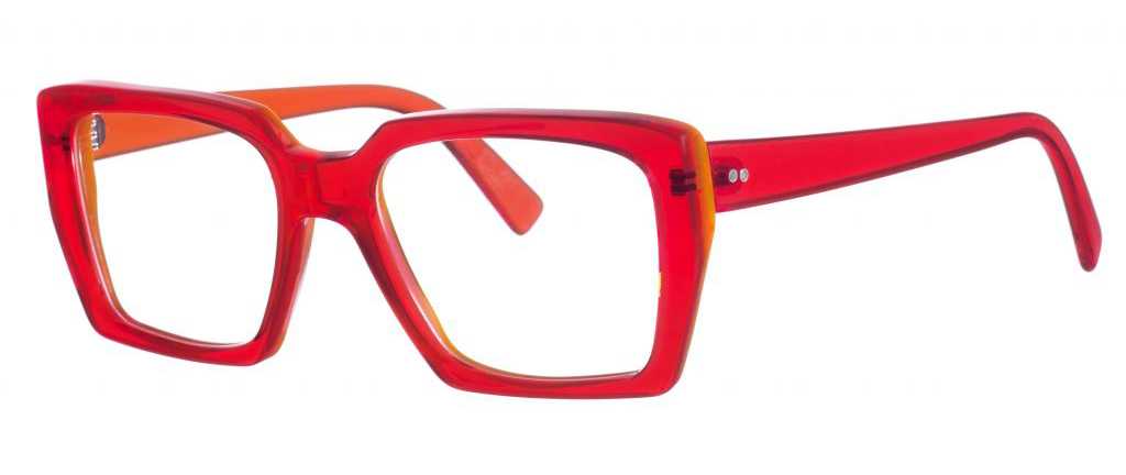 Bright Red, square acrylic frame with thick temples.