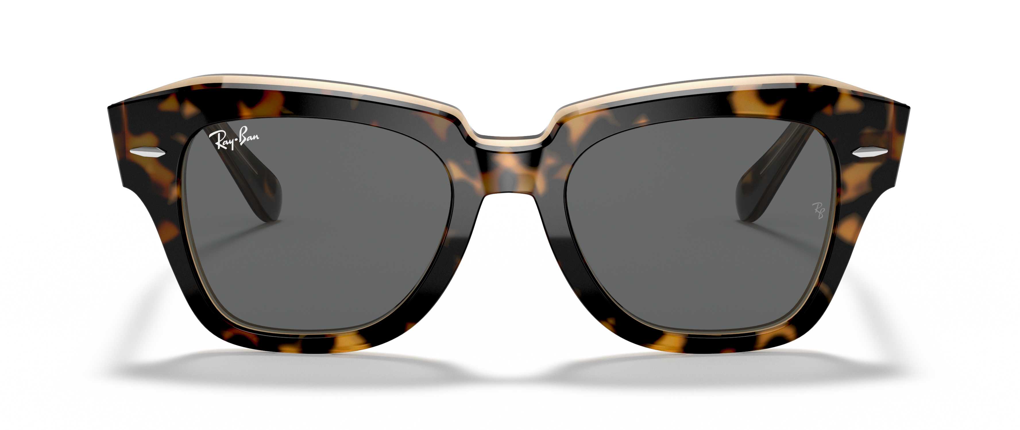 Thick, square, tortoiseshell sunglasses. 