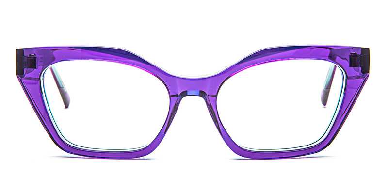 Mixed material frame with brown, plastic insert and pink, metal bridge and temples. 