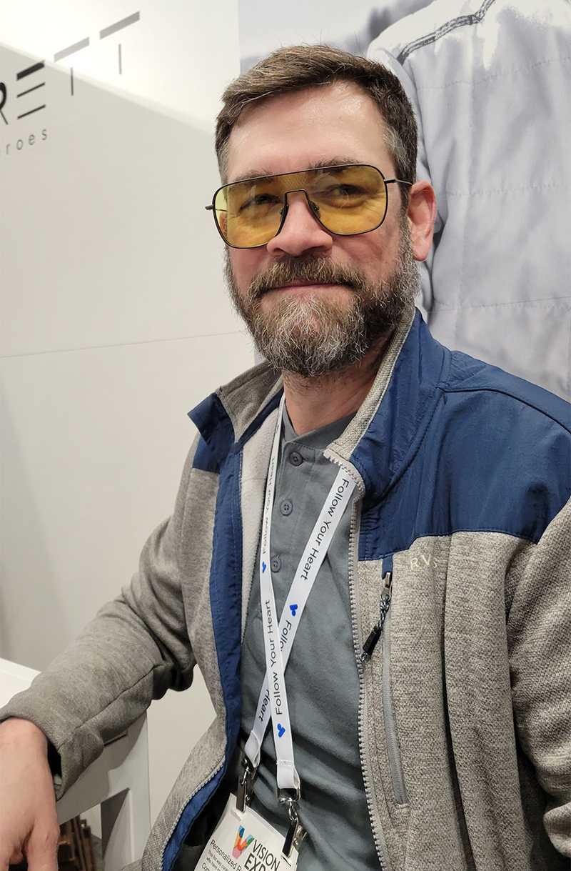 Will at the Brett Eyewear booth