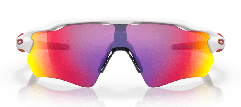 Sporty, wraparound sunglasses with laser red tint